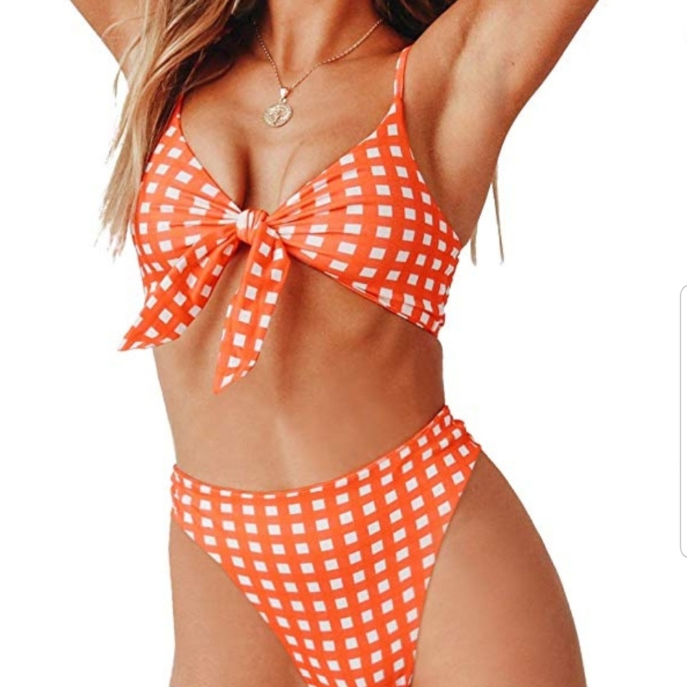 Blooming Jelly High Waisted Gingham Swimsuit